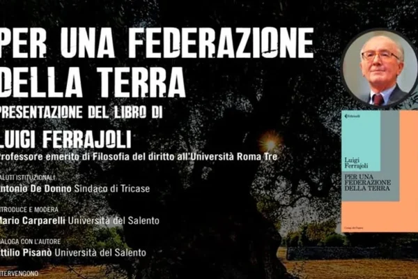 Tricase, Luigi Ferrajoli presenta ‘Per una Federazione della Terra’ a Palazzo Gallone