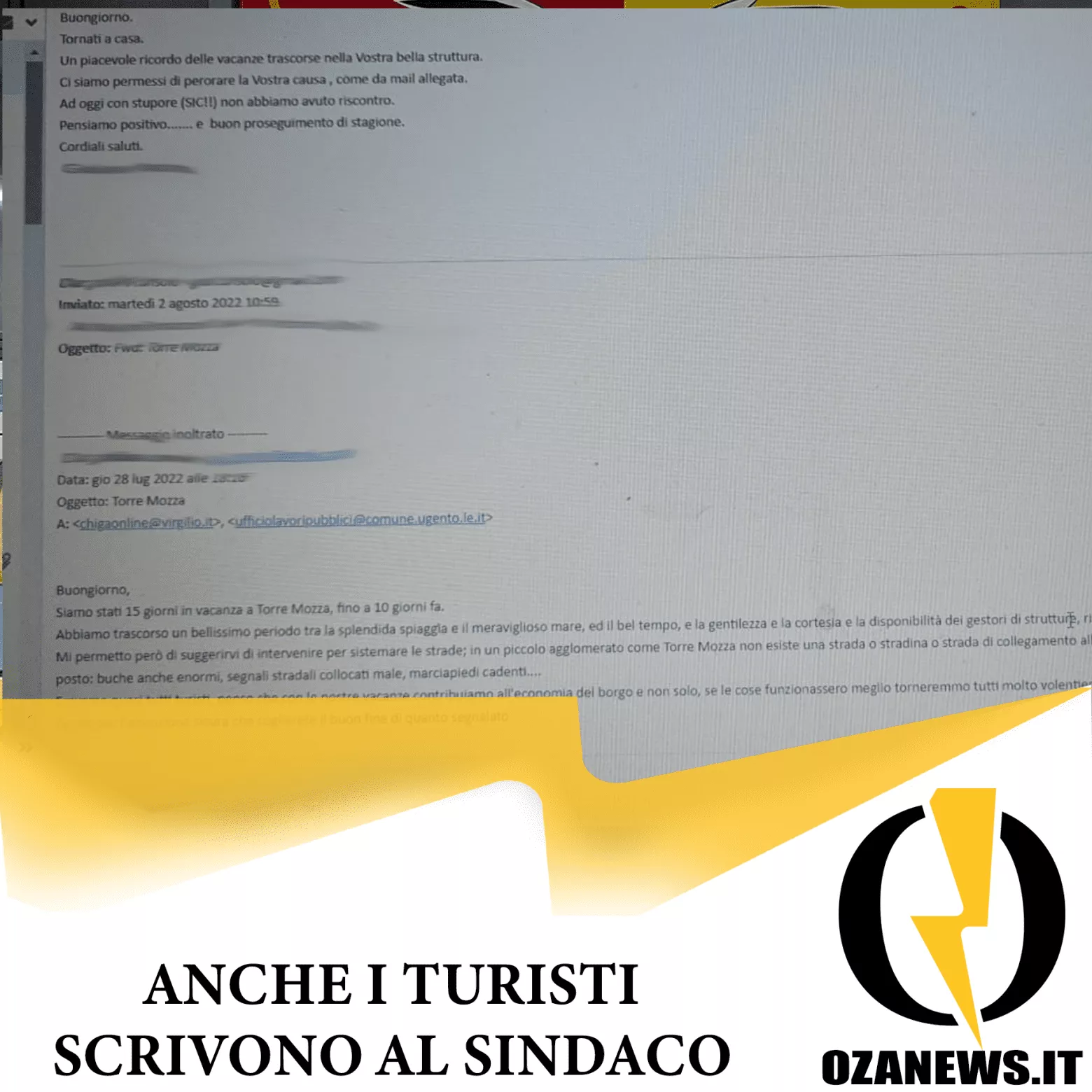 anche i turisti scrivono al sindaco di ugento senza ricevere risposta