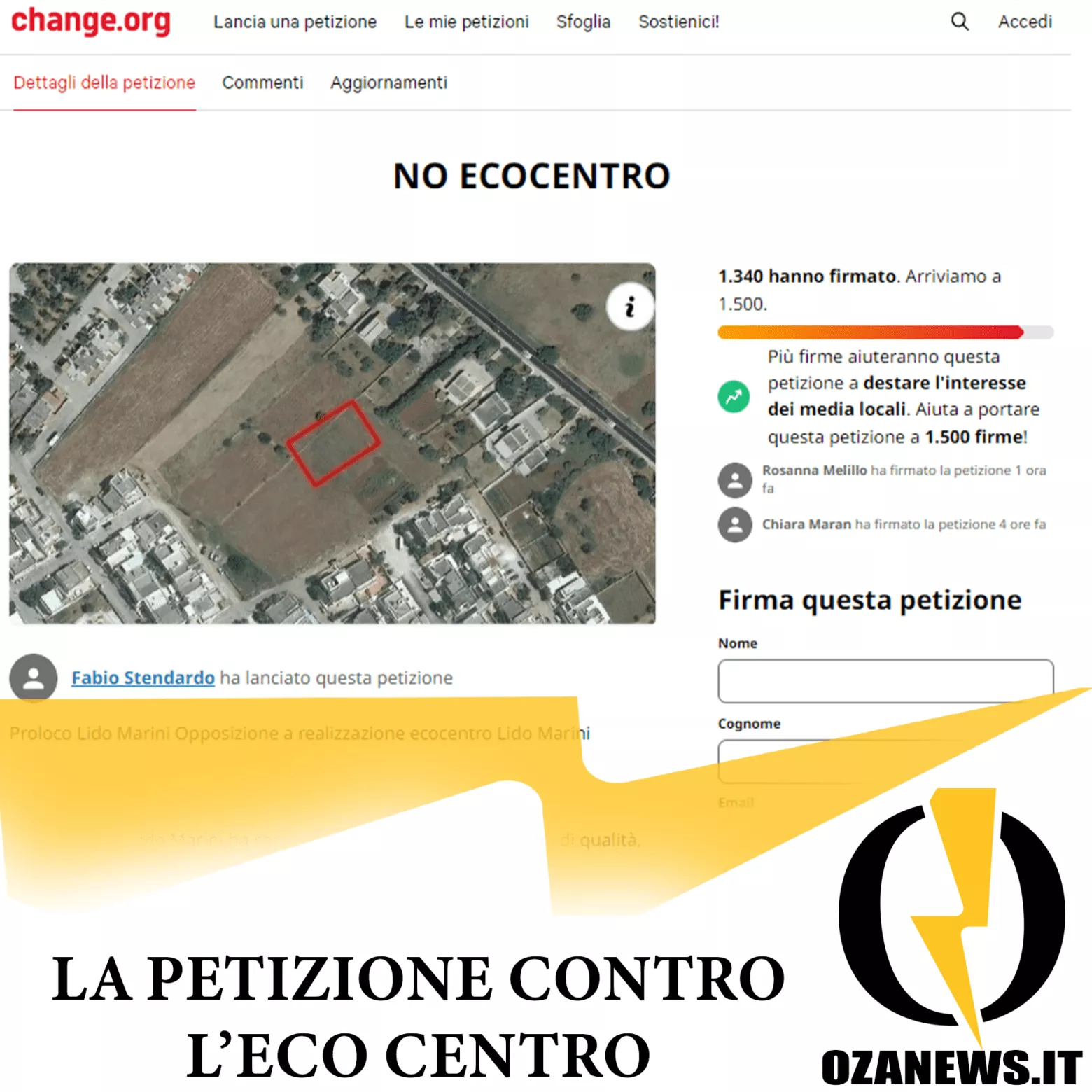 petizione contro eco centro lido marini ugento