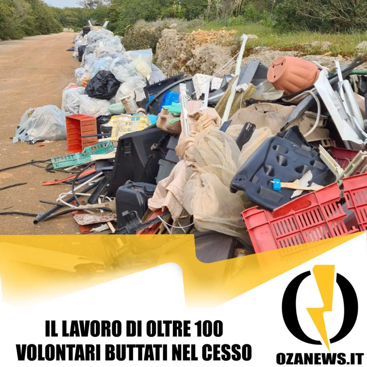 rifiuti raccolti dai volontari a ugento