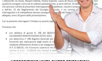 L’OPPOSIZIONE UNITA CHIEDE SPIEGAZIONI SULL’OPERATO DI VINCENZO SCORRANO
