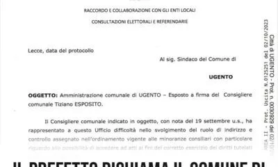 Il Prefetto Richiama Il Comune Di Ugento Sulla Trasparenza Degli Atti