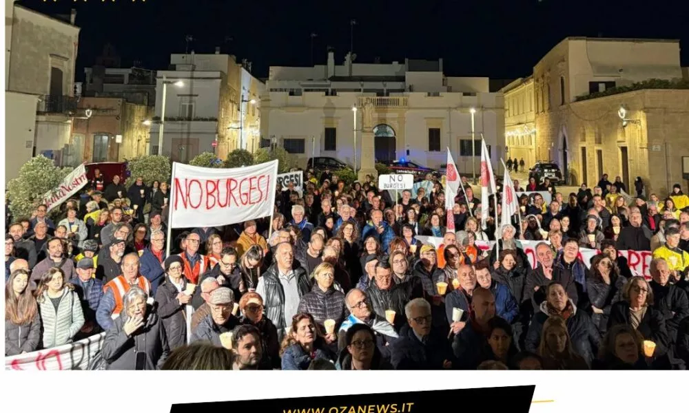 Grande partecipazione alla fiaccolata no burgesi ugento