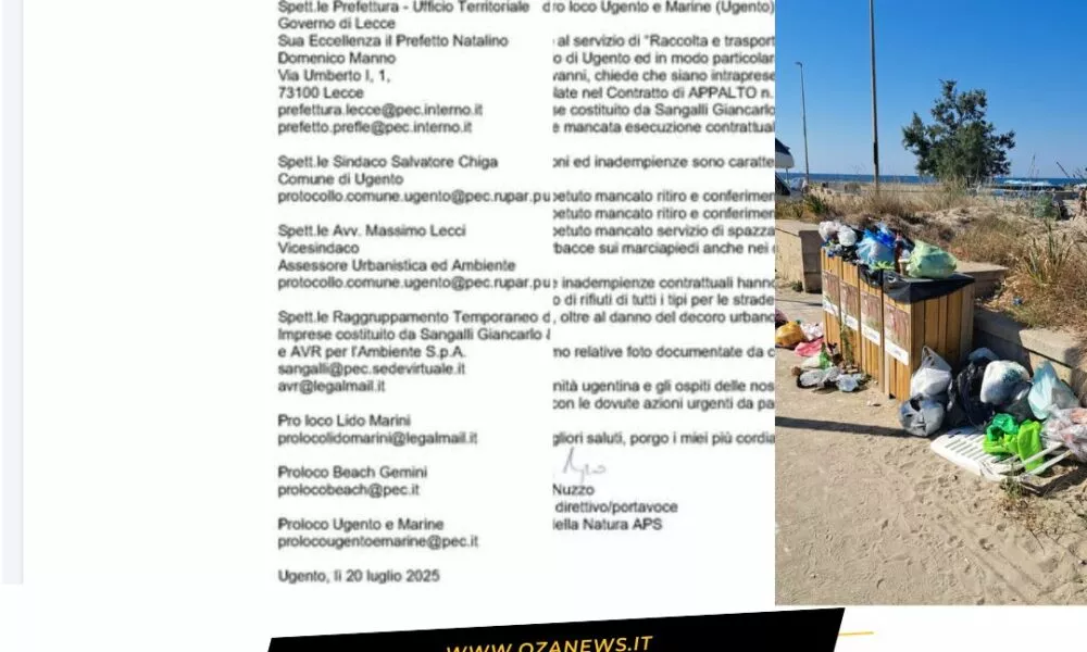 Associazioni Di Ugento Scrivono Al Prefetto Di Lecce. La Situazione E Esplosiva