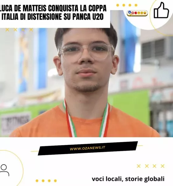 Luca De Matteis, Coppa Italia Bench Press U20 winner. Italian powerlifter with medal. Sports achievement.