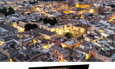 Casarano, Italy, aerial view. Security efforts by Prefecture and police against theft and vandalism.