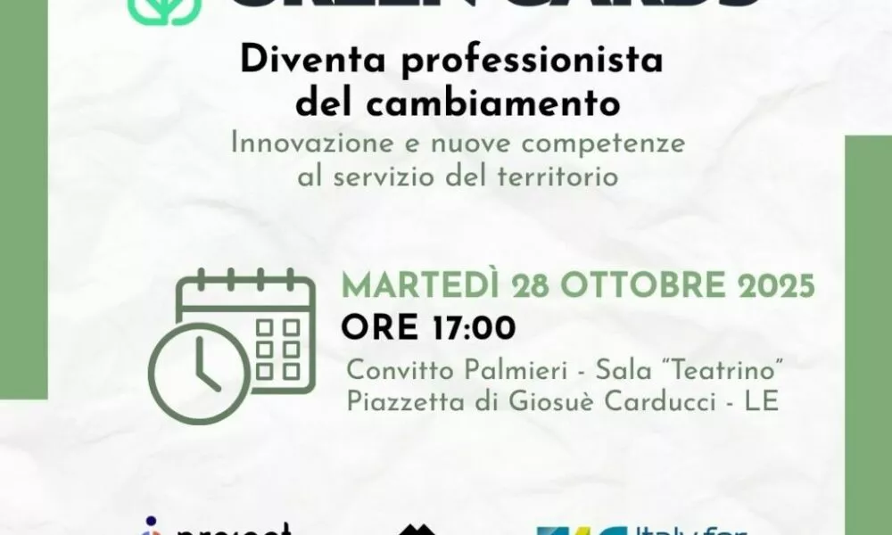 Formazione innovativa, esperienze immersive, tirocini retribuiti e a costo zero per le aziende: arriva “Green Cards”. Appuntamento martedì 28 al Convitto Palmieri