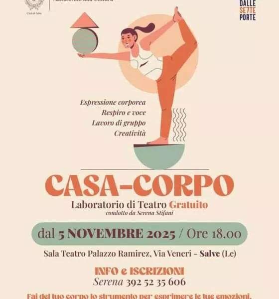 CASA-CORPO: Teatro gratuito a Salve dal 5 novembre