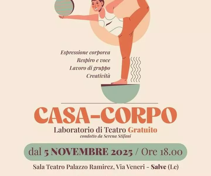 CASA-CORPO: Teatro gratuito a Salve dal 5 novembre