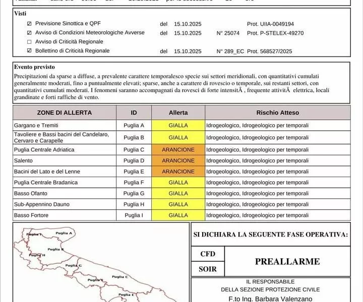 Temporali e vento sul Salento: scatta l’allerta arancione