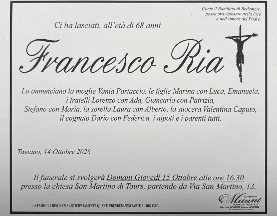 Manifesto Francesco Ria
